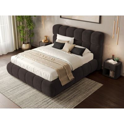 Pat Tapitat Espera tip bubble cu somiera fixa Maro - Velluto 6 160x200