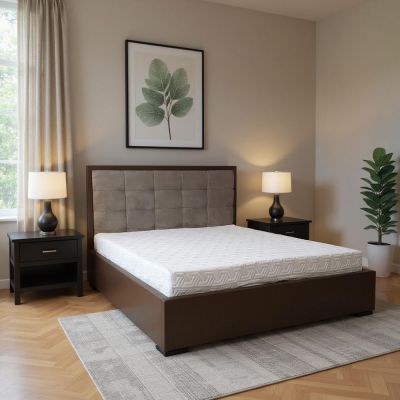 Pat tapitat, Heinz, somiera si lada depozitare, 140x200