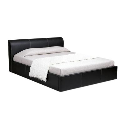 Pat tapitat Opium, piele ecologica culoare neagra, 160 x 200 cm