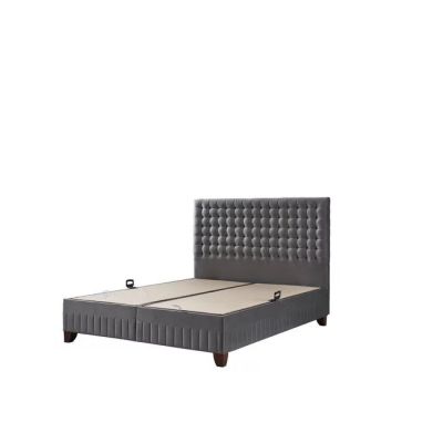 Pat Wooly, ladă depozitare, structură metal + lemn + PAL, tapițat cu stofă rezistentă, 180x200 cm, gri