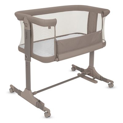 Patut co-sleeper, Lionelo, Pari, Multifunctional, Cu leganare, Reglabil in 6 pozitii pe inaltime, Saltea cu densitate T25, Geanta transport, 84x48x70-80 cm, Taupe