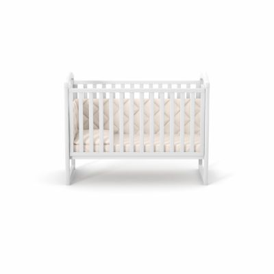 Patut din lemn masiv de fag LD6 pentru copii 0-4 ani, 120x60 cm, LD6, cu sina pentru dentitie, inaltimea saltelei reglabila si laterala detasabila