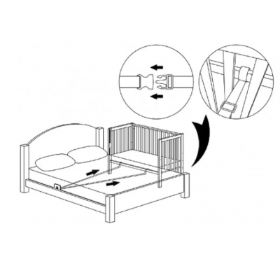 Patut din lemn masiv de fag Veres LD13 pentru copii 0-4 ani, 120x60 cm, inaltimea saltelei reglabila, laterala detasabila si cu sina pentru dentitie, graphite