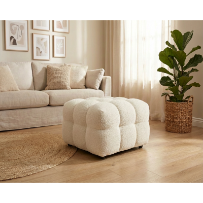 Pouf Bedora Teddy, Ivory, 90x90x43 cm