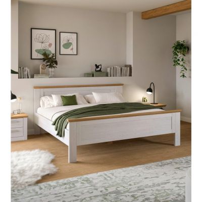 Pat, 180/200 cm, culoare lemn larice, stejar Artisan