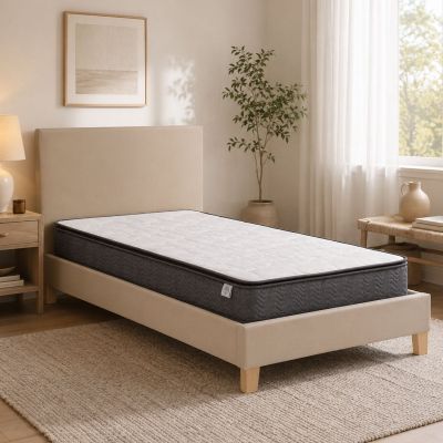 Pat cu saltea, Nevil Perfecto, Pako, Ecru 107x213x88 cm
