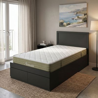 Pat cu saltea si sertar Olympus-Nemesis, 100x200 cm - Wenge
