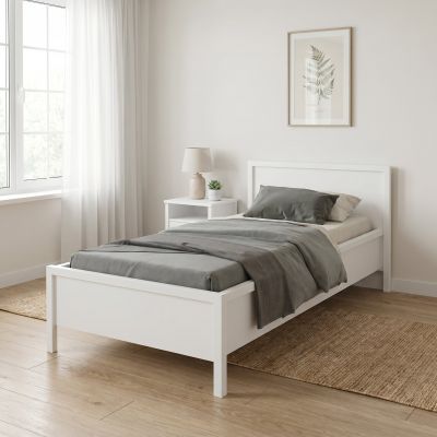 Pat de o persoana KRY-991-BB-2 Home Collection® Rustic, Alb, 118x89x207 cm - Alb