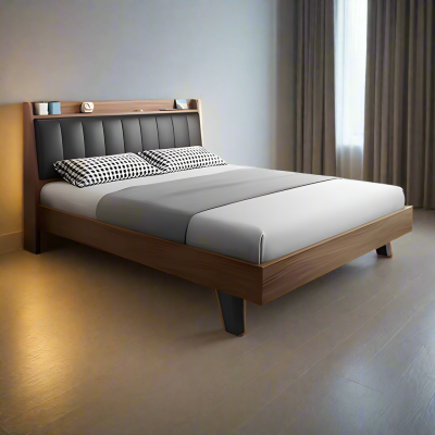Pat dublu Frankly, Nuc-Negru, 150x200 cm - Negru