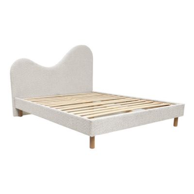 Pat matrimonial alb tapițat tapițat cu somieră 160x200 cm Celina – Bobochic Paris