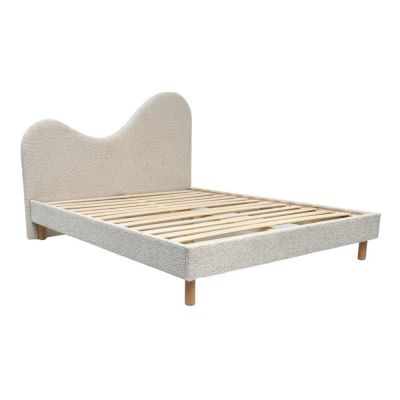 Pat matrimonial bej tapițat tapițat cu somieră 160x200 cm Celina – Bobochic Paris