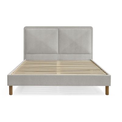 Pat matrimonial gri tapițat tapițat cu somieră 160x200 cm Mara – Bobochic Paris