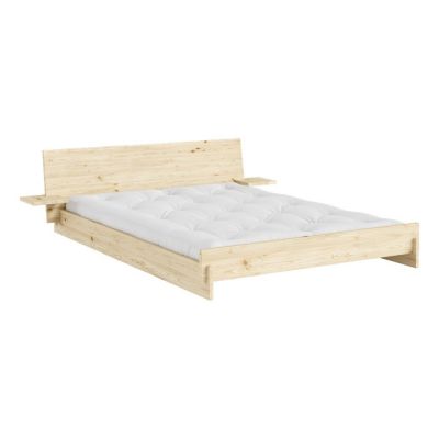 Pat matrimonial în culoare naturală deschisă din lemn de pin cu somieră 160x200 cm Latch – Karup