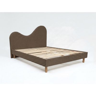 Pat matrimonial maro tapițat tapițat cu somieră 160x200 cm Celina – Bobochic Paris