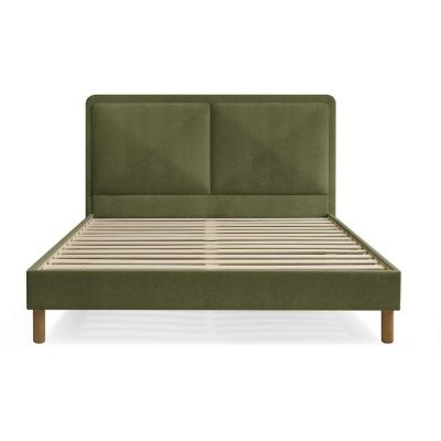 Pat matrimonial verde tapițat tapițat cu somieră 140x190 cm Mara – Bobochic Paris