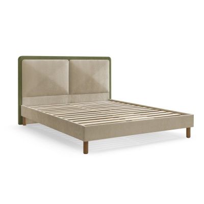 Pat matrimonial verde tapițat tapițat cu somieră 160x200 cm Mara – Bobochic Paris