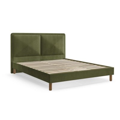 Pat matrimonial verde tapițat tapițat cu somieră 180x200 cm Mara – Bobochic Paris