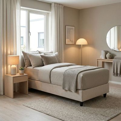 Pat Single bed base, Crem, 90x200 cm - Crem