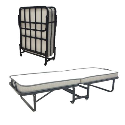 Pat supraetajat cu saltea de 10cm Kamu, Negru, metal, 75x190 cm - Negru
