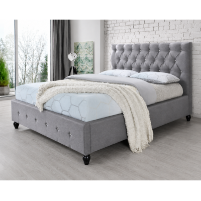 Pat tapitat Miami 140x200cm, suport saltea inclus, culoare Gri