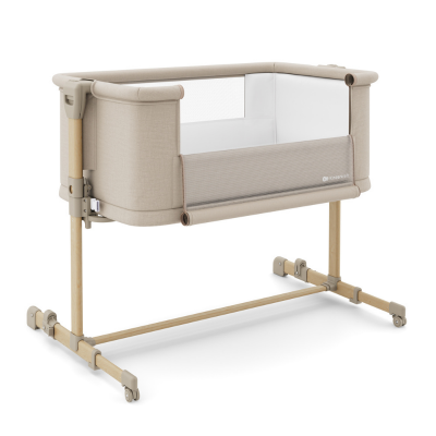 Patut 3 in 1 KinderKraft Nestee Grow 2 next to me Beige cu roti si picioare telescopice