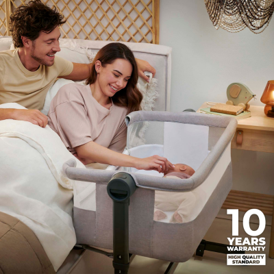 Patut co-sleeper KinderKraft Nestee Up 2 Beige, inclinare reglabila a saltelei, inaltime reglabila