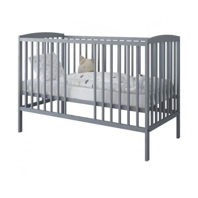 Patut din lemn Nichiduta Grace Gri 120x60 cm cu bariera inclusa,recomandat pana la 4 ani,somiera reglabila pe 3 nivele,sistem 3 bare detasabile