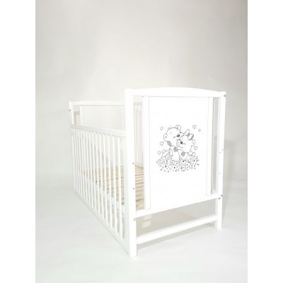 Patut pentru copii Bears din lemn masiv cu laterala culisabila si functie co-sleeper 120x60 cm