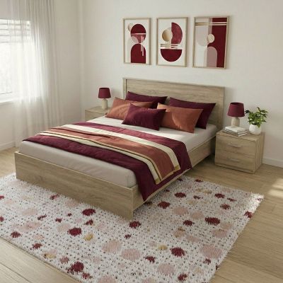 Set Dormitor Athos cu Pat, Lemn, 160x200 cm