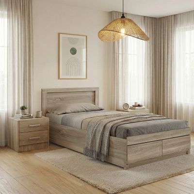 Set dormitor cu pat Olympus Sonoma, lemn, 120x200 cm