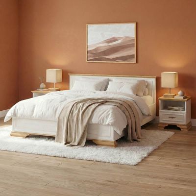 Set dormitor Jaden, Lemn, Set 3 piese, Pat 160x200 cm