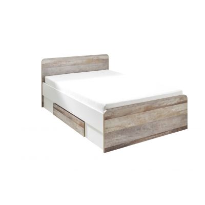 Pat din pal cu 2 sertare, pentru copii Vicky II Alb / Natur, 200 x 140 cm Pat din pal cu 2 sertare, pentru copii Vicky II Alb / Natur, 200 x 140 cm