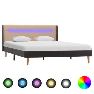 vidaXL Cadru de pat cu LED, crem, 140x200 cm, material textil
