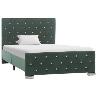 vidaXL Cadru de pat, verde închis, 100 x 200 cm, material textil