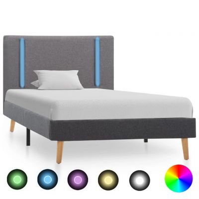 vidaXL Cadru pat cu LED, gri deschis & gri închis, 90x200 cm, textil